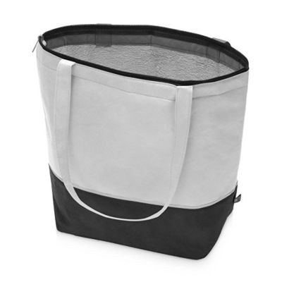 Сумка-холодильник Reviver с длинными ручками из нетканого переработанного материала RPET, белый/черный