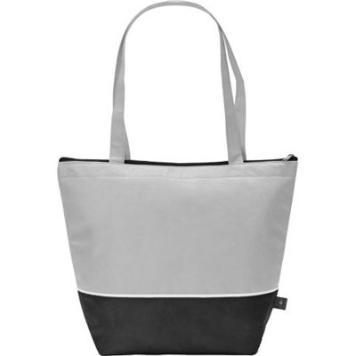 Сумка-холодильник Reviver с длинными ручками из нетканого переработанного материала RPET, белый/черный