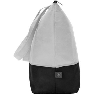 Сумка-холодильник Reviver с длинными ручками из нетканого переработанного материала RPET, белый/черный