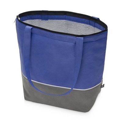 Сумка-холодильник Reviver с длинными ручками из нетканого переработанного материала RPET, синий/серый