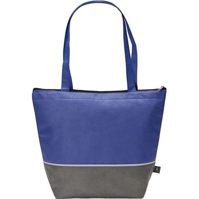 Сумка-холодильник Reviver с длинными ручками из нетканого переработанного материала RPET, синий/серый