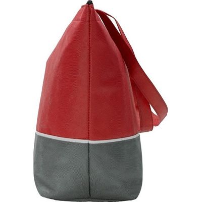 Сумка-холодильник Reviver с длинными ручками из нетканого переработанного материала RPET, красный/серый