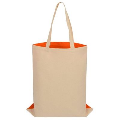 Сумка для шопинга Twin двухцветная из хлопка, 180 г/м2, оранжевый/натуральный