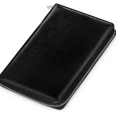 Бизнес-блокнот на молнии А5 Fabrizio с RFID защитой и ручкой, черный