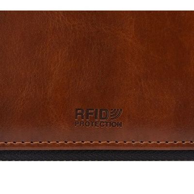 Бизнес-блокнот на молнии А5 Fabrizio с RFID защитой и ручкой, коричневый