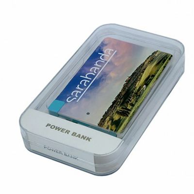 Универсальное зарядное устройство Credit _card1_power_bank  под нанесение логотипа  в виде кредитной карты, толщина всего 7,5 . 2500MAH. Синий