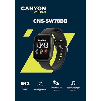 Смарт-часы со встроенным плеером Canyon SaltSW-78, черный