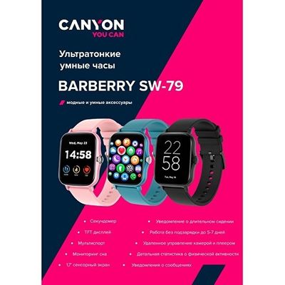 Умные часы CANYON Barberry SW-79, IP 67, BT 5.1, сенсорный дисплей 1.7, черный