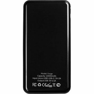 Внешний аккумулятор Forge v.2, металл, 10000mah, черный