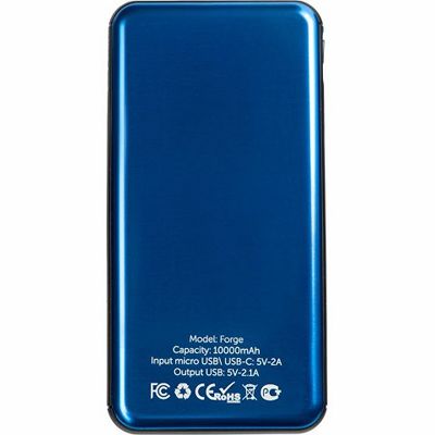 Внешний аккумулятор Forge v.2 металл, 10000mah, синий
