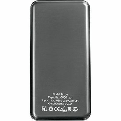 Внешний аккумулятор Forge v.2, металл, 10000mah, серый