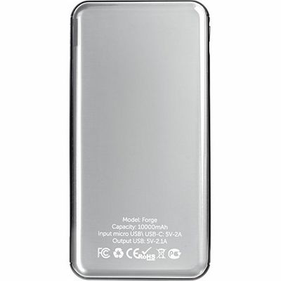 Внешний аккумулятор Forge v.2, металл, 10000mah, серебристый