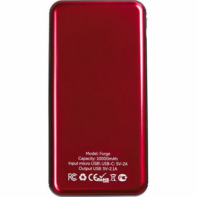 Внешний аккумулятор Forge v.2, металл, 10000mah, красный