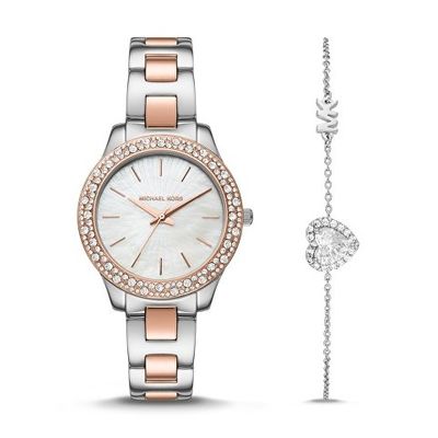 Подарочный набор: часы наручные женские, браслет. Michael Kors