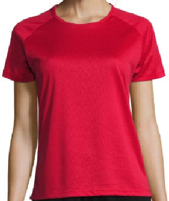 Футболка "Sporty women", красный_S, 100% п/э, 140 г/м2