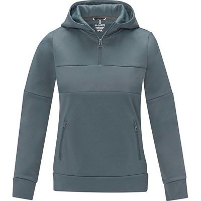 Женский свитер анорак Sayan на молнии на половину длины с капюшоном, steel grey