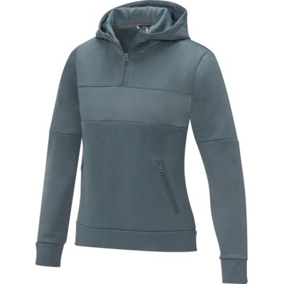 Женский свитер анорак Sayan на молнии на половину длины с капюшоном, steel grey