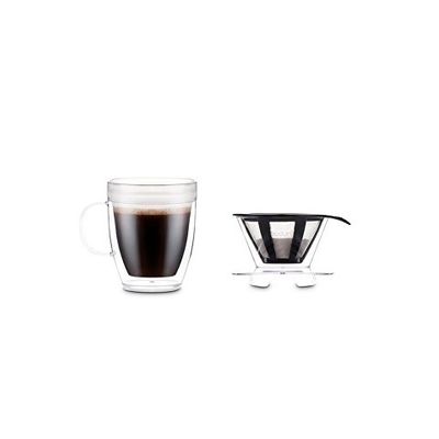 POUR OVER. Coffe filter and isothermal mug, прозрачный