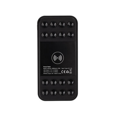Беспроводное зарядное устройство "Sticky SOFTTOUCH", 10000 mAh с подсветкой логотипа и присосками, цвет черный