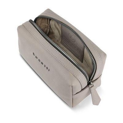 Косметичка BUGATTI Bella, бежевая, воловья кожа/полиэстер, 19х8,5х11 см
