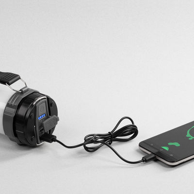 Туристический led-фонарь "Campus" с аккумулятором 4000 mAh, цвет черный с серым