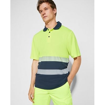 Поло Vega мужское, нэйви/неоновый желтый