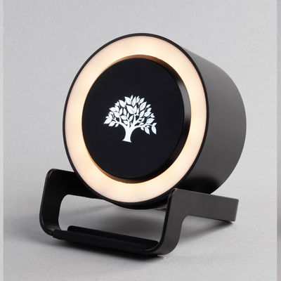 Bluetooth колонка-подставка "Smart Loud" с беспроводным (10W) зарядным устройством, лампой и подсветкой логотипа, цвет черный