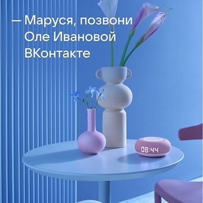 Умная колонка VK Капсула Мини с голосовым помощником Марусей, розовый