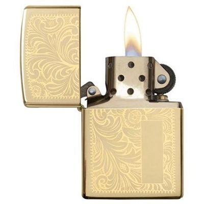 Зажигалка ZIPPO Venetian с покрытием High Polish Brass, латунь/сталь, золотистая, 38x13x57 мм