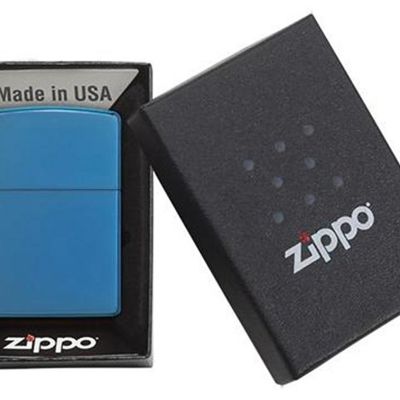 Зажигалка ZIPPO Classic с покрытием Sapphire™, латунь/сталь, синяя, глянцевая, 38x13x57 мм