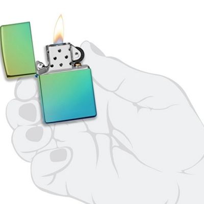 Зажигалка ZIPPO Classic с покрытием High Polish Teal, латунь/сталь, зелёная, глянцевая, 38x13x57 мм