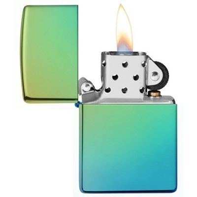 Зажигалка ZIPPO Classic с покрытием High Polish Teal, латунь/сталь, зелёная, глянцевая, 38x13x57 мм