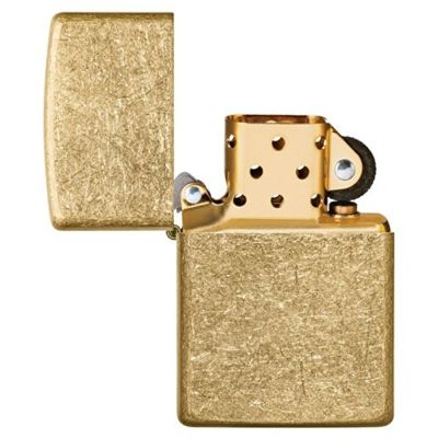 Зажигалка ZIPPO Classic с покрытием Tumbled Brass, латунь/сталь, золотистая, матовая, 38x13x57 мм