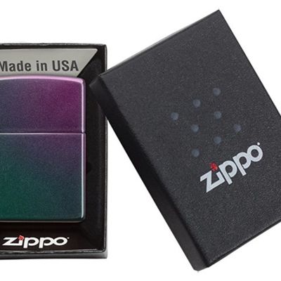 Зажигалка ZIPPO Classic с покрытием Iridescent, латунь/сталь, фиолетовая, матовая, 38x13x57 мм