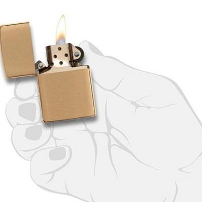 Зажигалка ZIPPO с покрытием Brushed Brass, латунь/сталь, золотистая, матовая, 38x13x57 мм