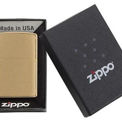 Зажигалка ZIPPO с покрытием Brushed Brass, латунь/сталь, золотистая, матовая, 38x13x57 мм