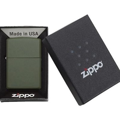 Зажигалка ZIPPO Classic с покрытием Green Matte, латунь/сталь, зелёная, матовая, 38x13x57 мм