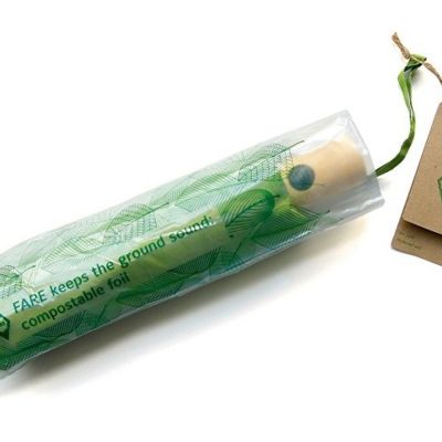 Зонт складной 5429 ÖkoBrella из бамбука, полуавтомат, лайм