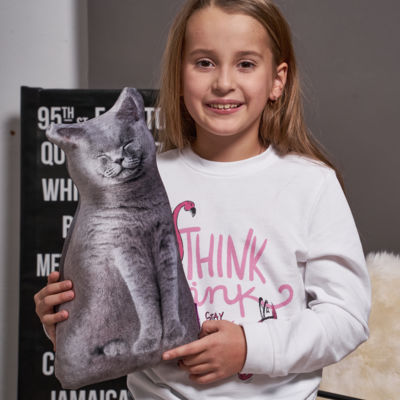 Игрушка «Настоящий Серый Кот» (T2340D2107S241GY, 23x40x12, Кот, Серый, Бархат, Микрогранулы полистирола)