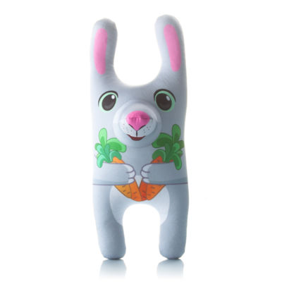 Игрушка «Заяц Лапин 3D: С Морковкой» (T1434C2207K370GY, 14x34x14, Серый, Кристалл, Микрогранулы полистирола)