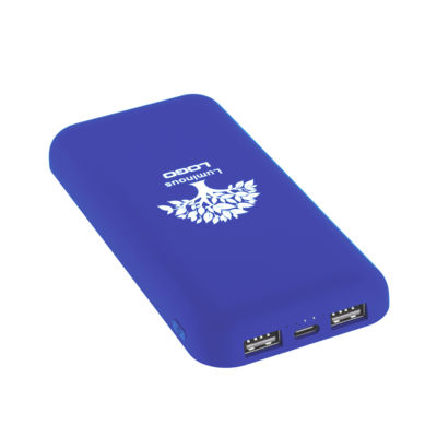 Беспроводное зарядное устройство "Sticky SOFTTOUCH", 10000 mAh с подсветкой логотипа и присосками, цвет синий