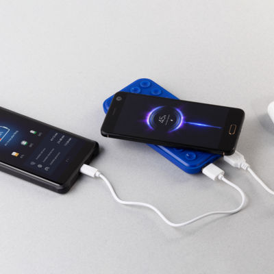 Беспроводное зарядное устройство "Sticky SOFTTOUCH", 10000 mAh с подсветкой логотипа и присосками, цвет синий