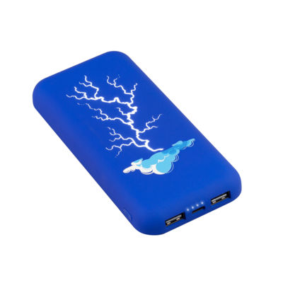Беспроводное зарядное устройство "Sticky SOFTTOUCH", 10000 mAh с подсветкой логотипа и присосками, цвет синий