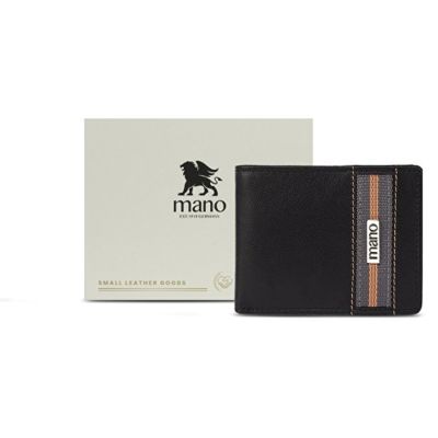 Бумажник Mano Don Leonardo, с RFID защитой, натуральная кожа в черном цвете, 10,5 х 2 х 8,5 см