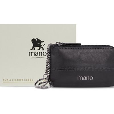 Ключница Mano Don Romeo с RFID защитой, натуральная кожа в чёрном цвете, 11,5 х 1 х 6,5 см