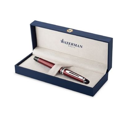 Ручка-роллер Waterman Expert Dark Red Lacquer CT Black, стержень: Fblk