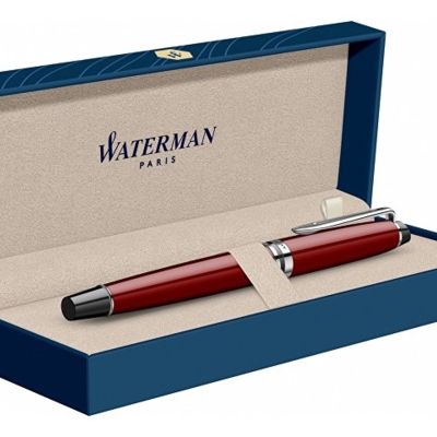 Ручка-роллер Waterman Expert Dark Red Lacquer CT Black, стержень: Fblk