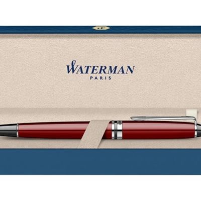 Ручка-роллер Waterman Expert Dark Red Lacquer CT Black, стержень: Fblk