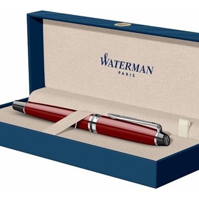 Ручка-роллер Waterman Expert Dark Red Lacquer CT Black, стержень: Fblk