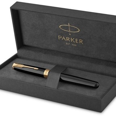 Перьевая ручка Parker Sonnet Black Lacquer GT, перо: F или М , цвет чернил: black, в подарочной упаковке